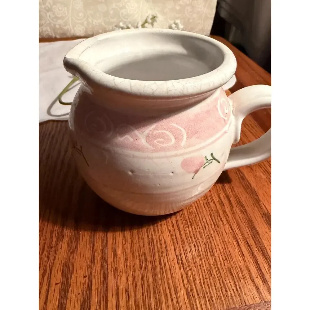 Vintage Pink Floral Ceramic‎ Creamer/ Small Pitcher
